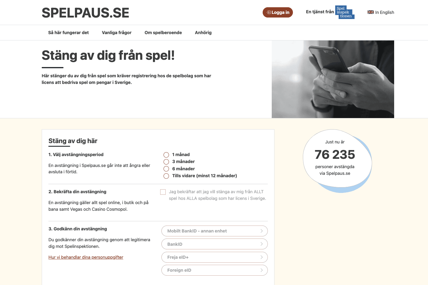 spelpaus nya sida