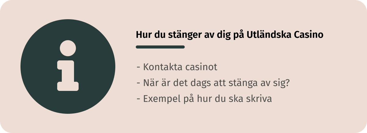 stänga konto på utländska casinon