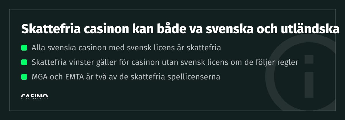 generell information om skattefria casinon